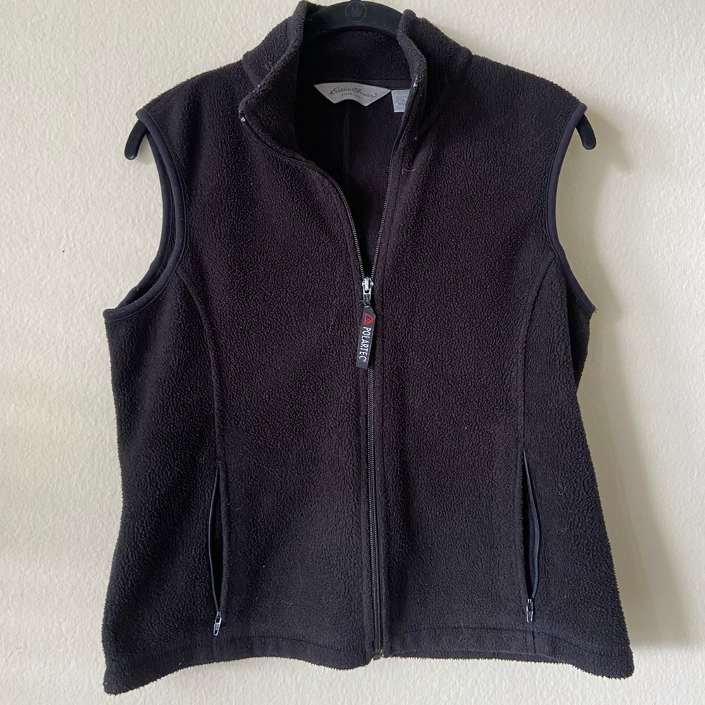Eddie Bauer Black Polartec Fleece Vest, Size S